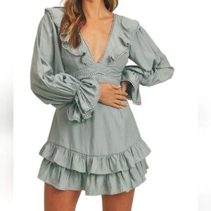 Saints + Secrets Ruffle Long Sleeve Mini Dress
